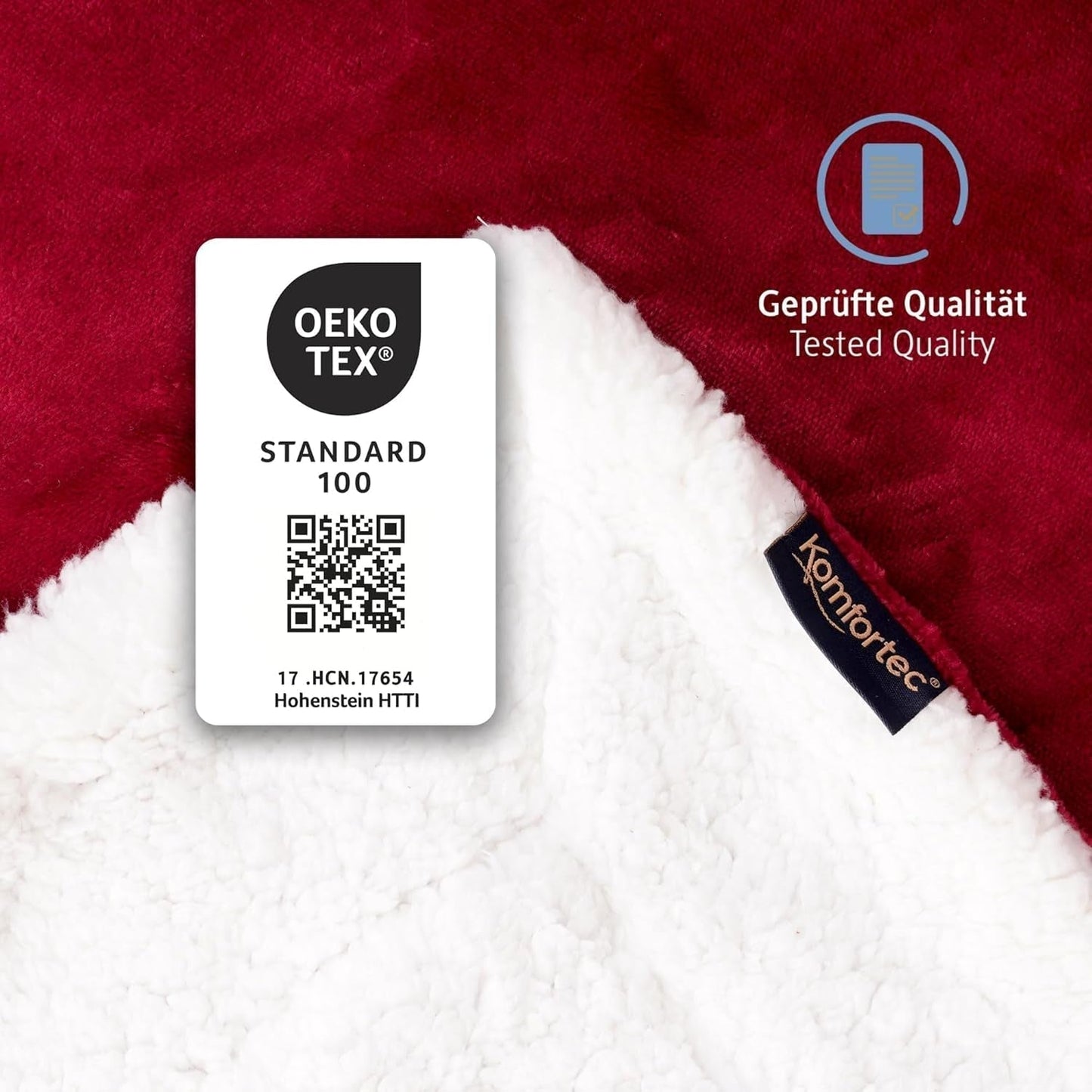 Komfortec útulná deka 150X200 Cm, Öko-Tex certifikovaná chlupatá deka, hřejivá sherpa deka na pohovku, silná deka na pohovku, vínová Postele a přikrývky Besuche den Komfortec-Store