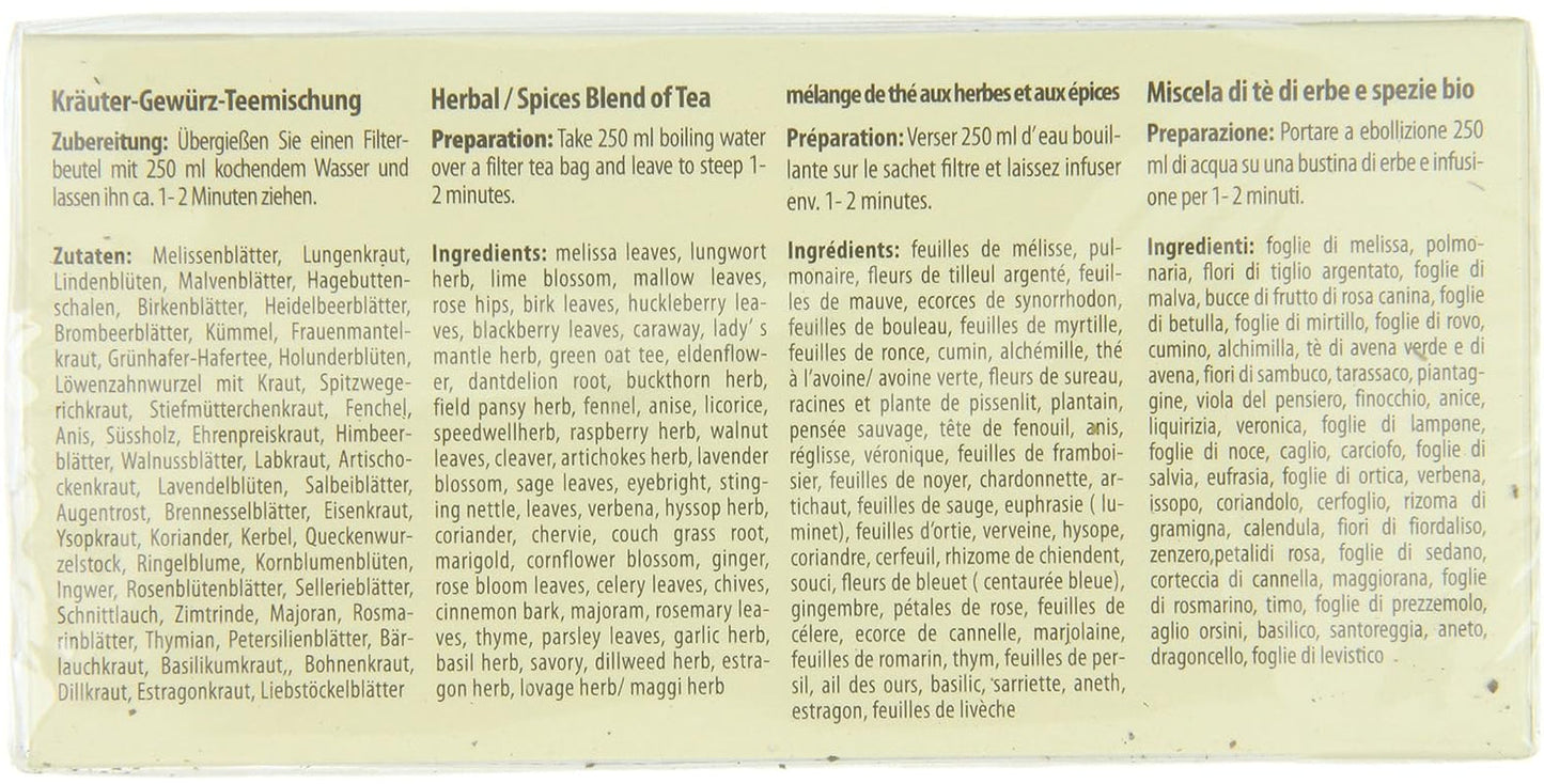Základní čaj Droste-Laux se 49 bylinkami, 25 kusů (bylinný čaj, filtrační sáčky, hladový nebo dietní čaj) 120501