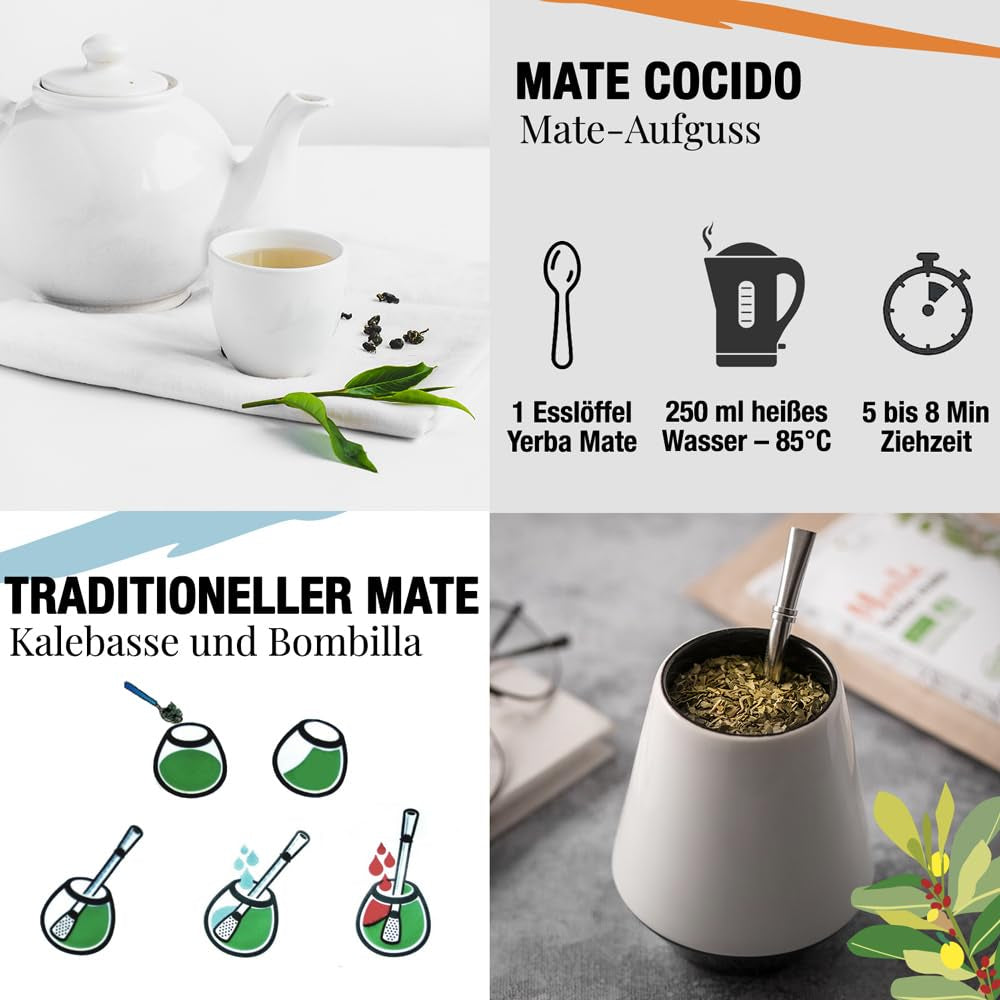ORIGEENS BIO YERBA MATE S CITRONEM A ZÁZVOREM 200 G - Energizující čaj I Organický čaj Yerba Maté, nepražený, listy, bez stonků a prachu