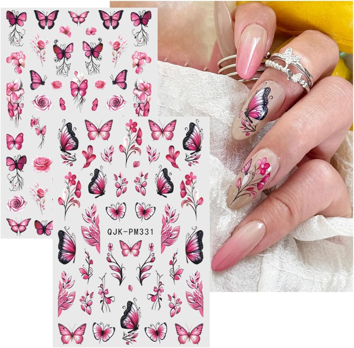JMEOWIO Nálepka na nehty Blume 10 Blatt Nálepka na nehty Selbtklebend Nagelaufkleber Frühling Letní květinová dekorace Nageldesign Zubehör