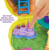 Polly Pocket GKJ64 - Přenosná kapsa na ananas Kompakt s 8 zábavnými funkcemi, panenky Polly a Lila, 2 doplňky a arch se samolepkami; hračka pro děti od 4 let