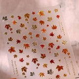 JMEOWIO 3D Nálepka na nehty Herbst Nálepka na nehty Selbstklebend Nagelaufkleber 5D Stereoskopisch Ahornblatt Erntedankfest Dekoration Nageldesign Zubehör 1 Blatt