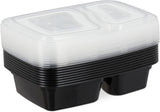 Dózy na přípravu jídla Relaxdays, sada 10, 2 přihrádek, odolné v mikrovlnné troubě, 800 ml, plastový dóza na jídlo s víkem, černé krabičky na potraviny Naty Shop