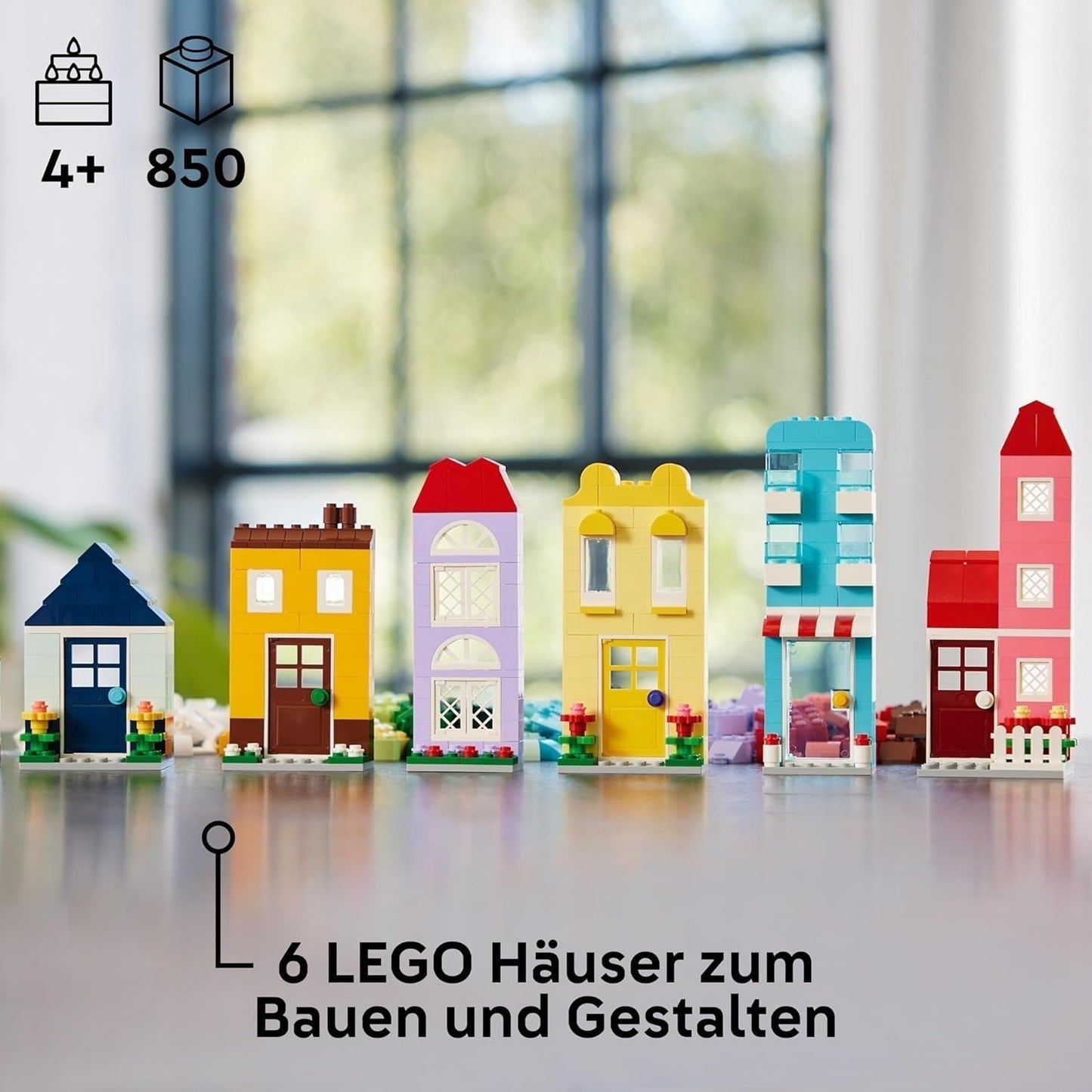 LEGO Classic Kreativní domy, Stavebnice kostek pro děti, Stavebnice 850 kostek, Stavebnice domu s příslušenstvím, Dárek pro chlapce a dívky 4 roky staré 11035 Stavebnic Beuche den LEGO-Store