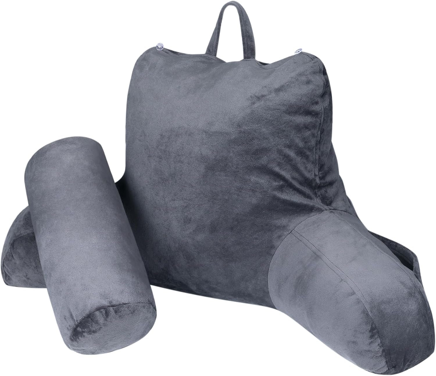 INFANZIA ergonomický polštář na čtení s područkami, opěrka zad z paměťové pěny, šedá, M