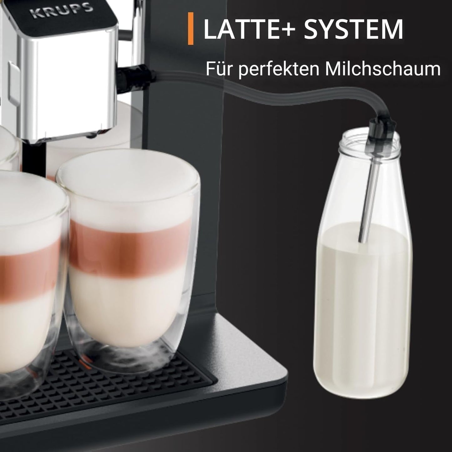 KRUPS Evidence One automatický kávovar na espresso s hadicí na mléko, cappuccino na jeden dotek, 12 speciálních nápojů, funkce 2 šálků, barevný displej, kávovar, certifikát TÜV, černá, EA895N10
