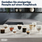 De'Longhi Magnifica Evo Next – plně automatický espressor Perfetto s napěňovačem mléka LatteCrema, 13 nápojů jedním dotykem, kávovar a cappuccino, barevný dotykový displej, titan (ECAM312.80.TB)