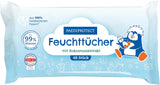 PAEDIPROTECT Baby vlhčené ubrousky 1 x 10 ks Sensitive dětské vlhčené ubrousky 99% vody bez parfemace pro miminka a děti Jemná pokožka Kokosový extrakt bez mikroplastů Vegan (5 balení)
