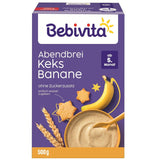 Večerní kaše se sušenkami a banány (4x500g), mléčná kaše od 5 měsíců, bez přidaného cukru, s cennými minerály a vitamíny, velmi zasytí