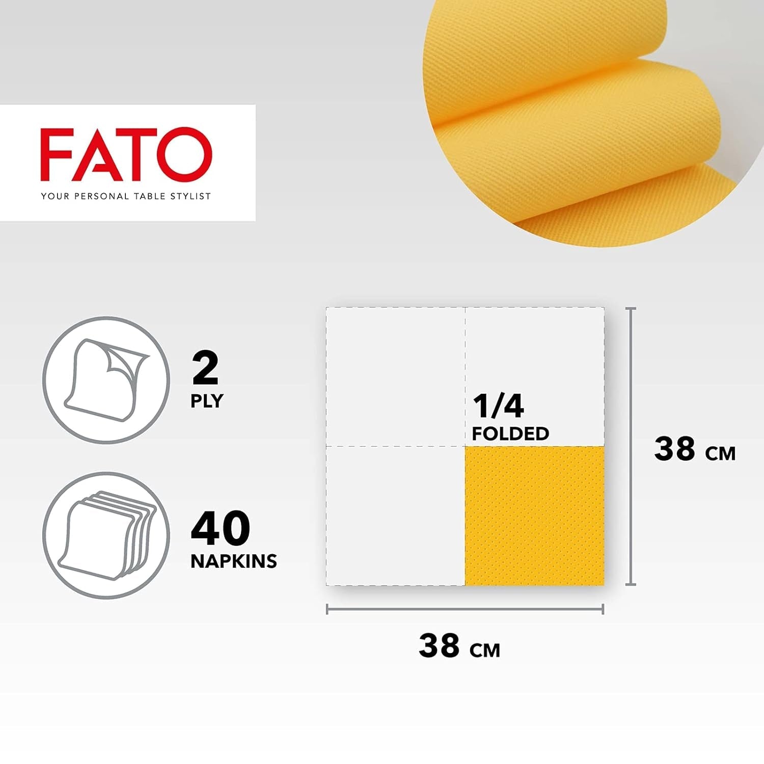 - Měkký a jemný jednorázový hedvábný papír, balení 40 kapesníčků, velikost 38X38 složený na 4, 2 vrstvy, žlutá barva, 100% čistá celulóza, certifikace FSC (2 balení)