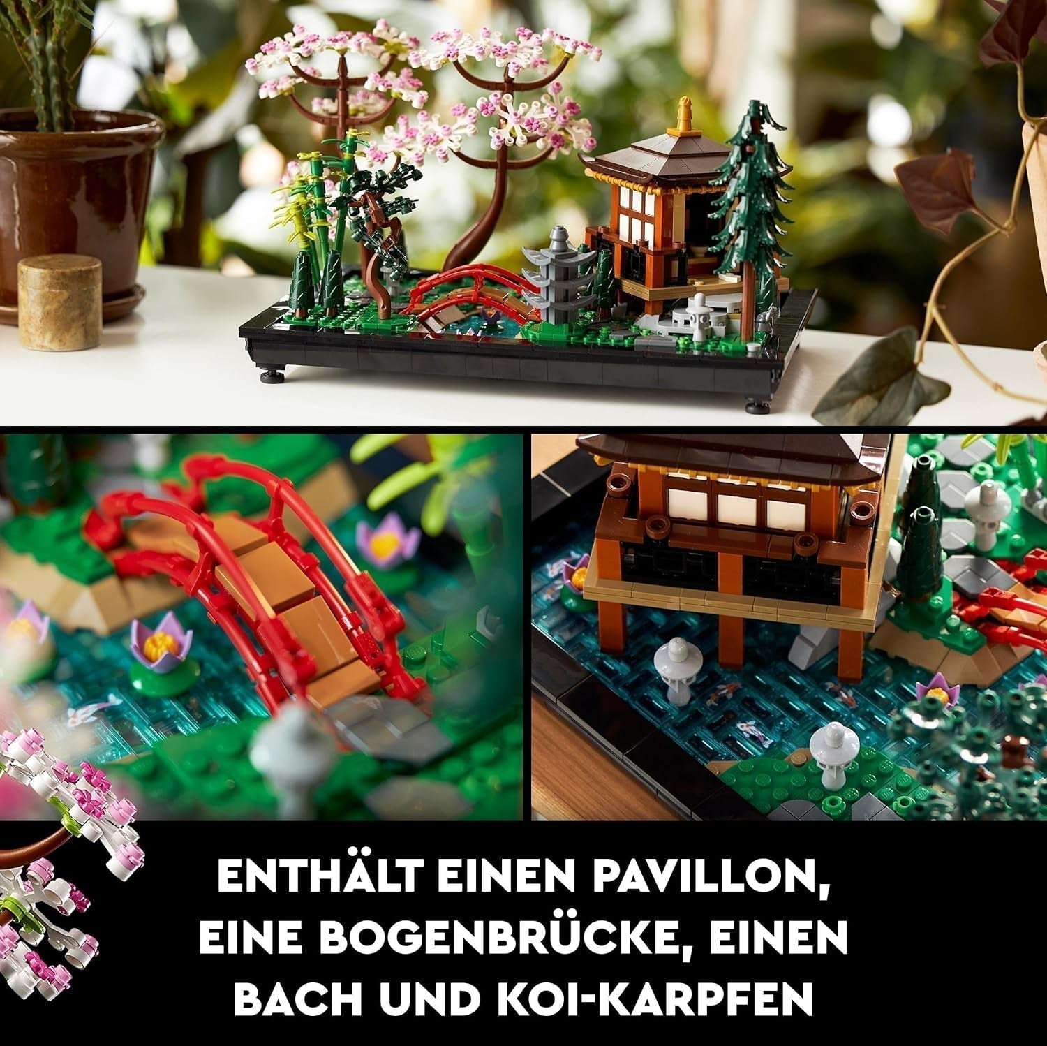 Lego Icons Garden Of Silence - Sada botanické zahrady Zen pro dospělé s lotosovými květy - Přizpůsobitelná dekorace na stůl inspirovaná Japonskem - Dárek pro ženy a muže 10315 Stavebnice Besuche den LEGO-Store