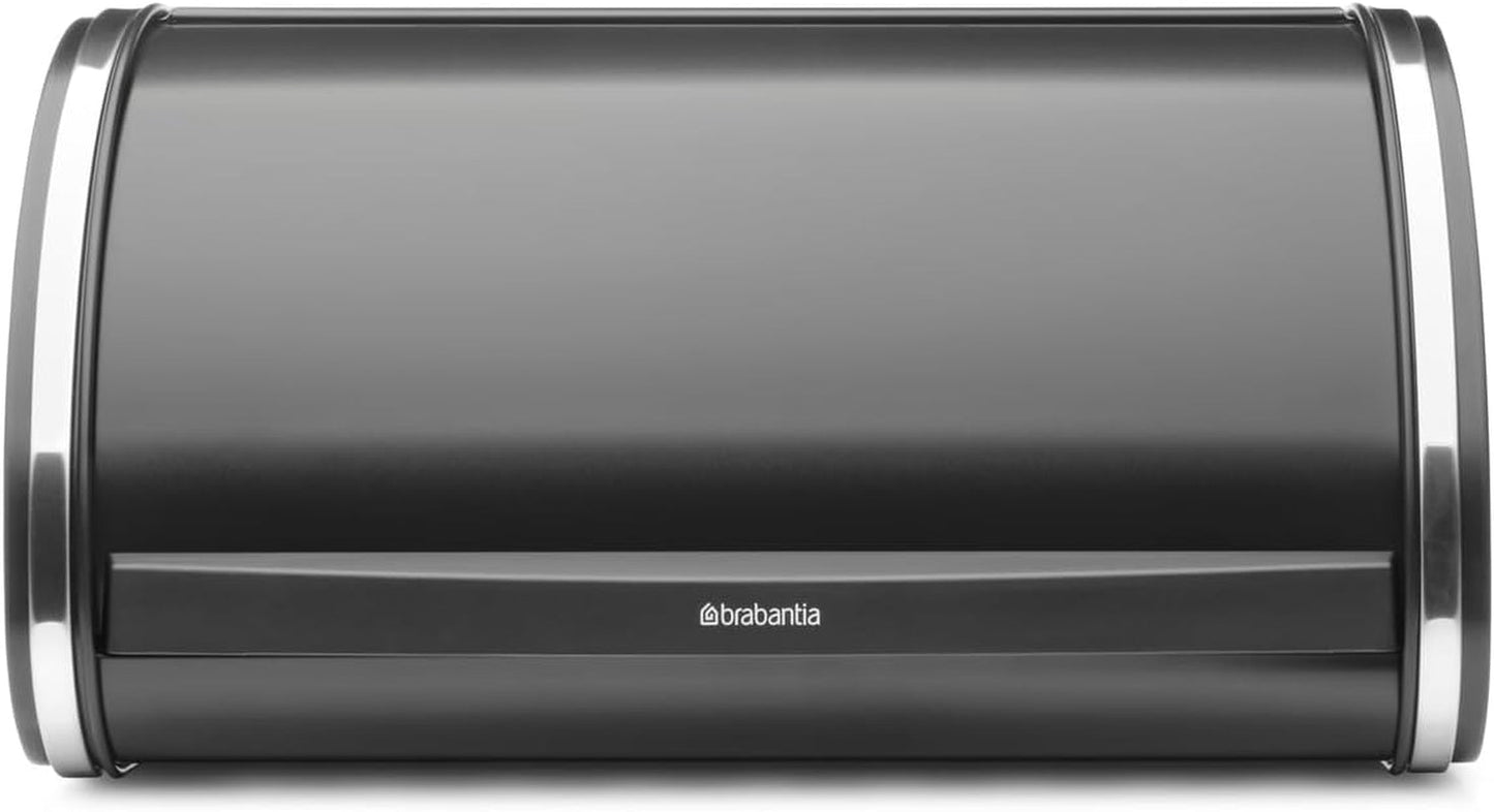 Chlebník na rohlíky Brabantia - Kompaktní úložný box na chléb, bagely a rohlíky s plochým víkem, odolná ocel - střední velikost - matná černá Boxy na potraviny Naty Shop Bright steel Ys/M