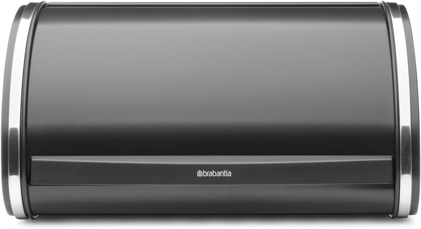 Chlebník na rohlíky Brabantia - Kompaktní úložný box na chléb, bagely a rohlíky s plochým víkem, odolná ocel - střední velikost - matná černá Boxy na potraviny Naty Shop Bright steel Ys/M