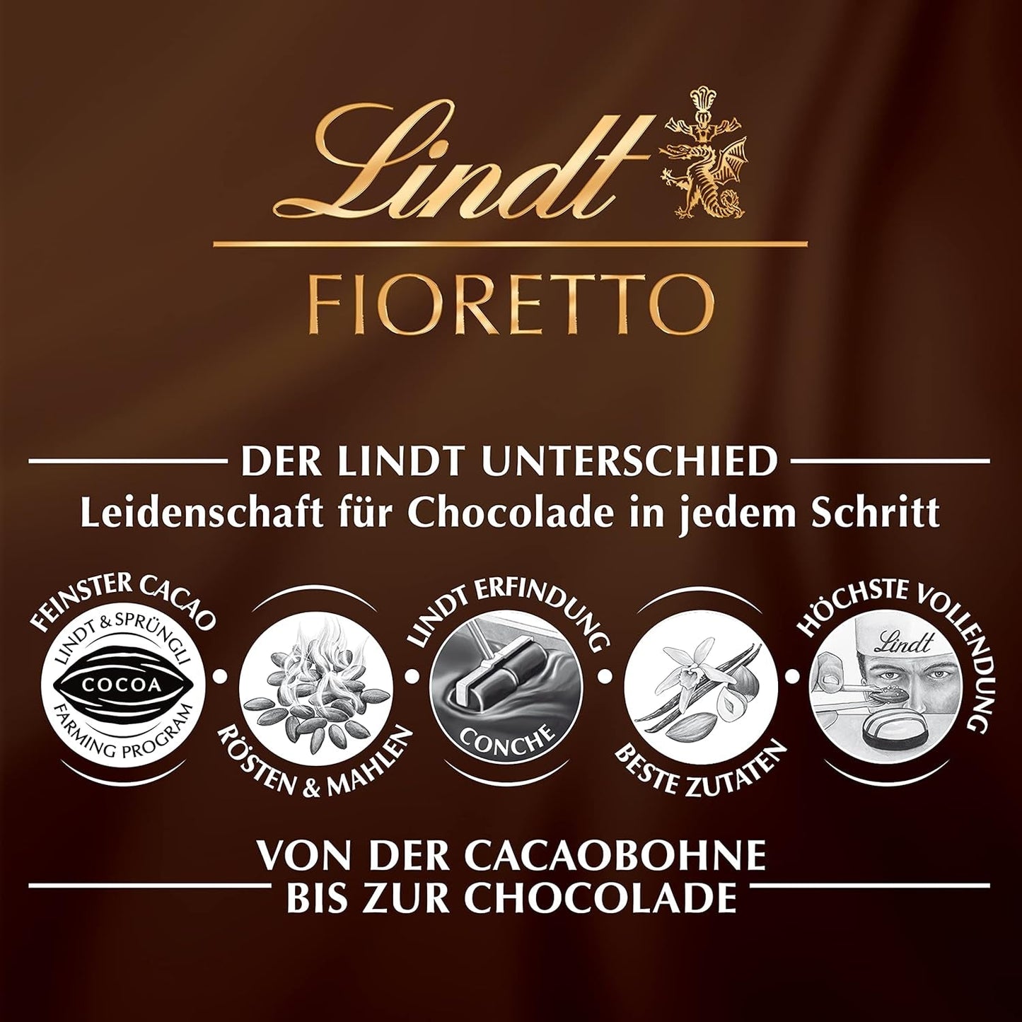 Čokoláda - Sortiment FIORETTO Minis | 115 g | Přibl. 10 pralinek z mléčné čokolády v příchutích marcipán, cappuccino a nugát, obsahuje alkohol | Čokoládová dárková sada | Čokoládová dárková sada (balení 5 ks)