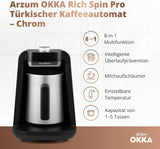 TURECKÝ KÁVOVAR Arzum OKKA RICH SPIN PRO (chrom)