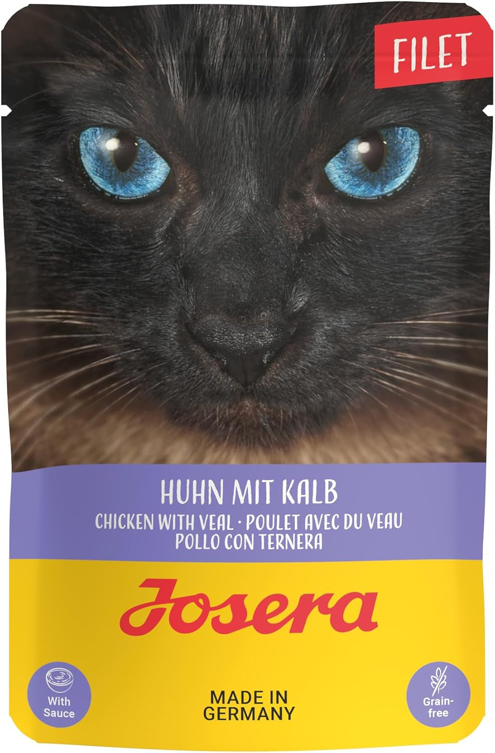 JOSERA Kuřecí a telecí řízek (16 x 70 g) | Dospělý | Prémiové vlhké krmivo pro dospělé kočky | Kuřecí a telecí maso se 40% kuřecího řízku | Žádná zrna | Mokré krmivo pro kočky v sáčku s čerstvostí | Balení 16