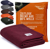 Kempingová deka Woolly Mammoth Woolen Co., extra velká, merino vlna, Perfektní outdoorové vybavení pro bushcraft, kempování, trekking, turistiku, přežití nebo chatovou deku. Hnědá, 168 X 228 Postele a přikrývky Woolly Mammoth Woolen Company Burgundy 66" X 90"