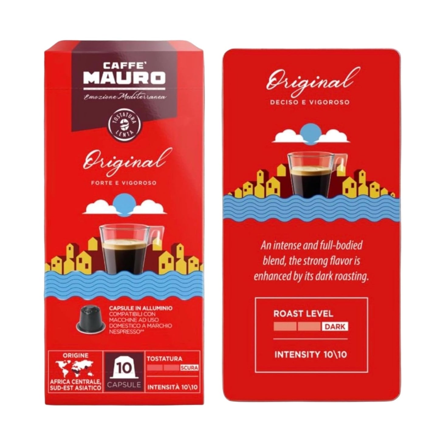 Caffè Mauro Torrefazione Kaffeekapseln Espresso Original, Intensität 10/10-50 Kapsel aus Aluminium - Kompatibilní s Nespresso* Haushalts-Espressomaschinen - Hergestellt v Itálii