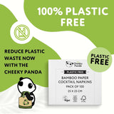 Bambusové koktejlové ubrousky Cheeky Panda | bílé ubrousky 100 kusů papírových ubrousků