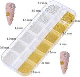 GZMAYUEN Nail Art Perlen Micro Caviar Für Nägel, 0,3-3 mm Goldene Silber Mini Caviar Strasssteine, Weiß Béžový Mini Nägel Perlen Mikroperlen Dekor Für Nägel