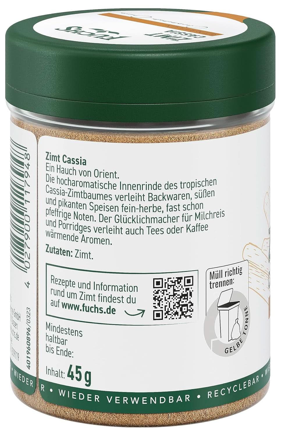 Fuchs Ground Cassia Cinnamon - K dochucení pečiva, dezertů nebo čajů, 45 gramů Condiments Naty Shop