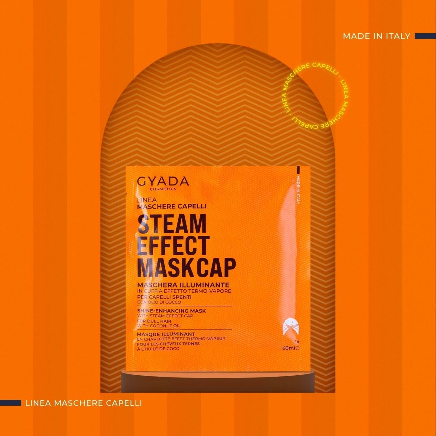 GYADA COSMETICS, maska na vlasy z lehkého a revitalizujícího materiálu, dodává lesk a hebkost, vyživující a opravující účinek, s termálním uzávěrem, na bázi kokosového oleje a avokáda, 60 ml Naty Shop maska na vlasy
