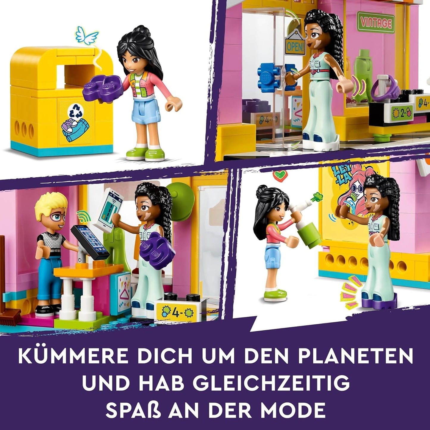 Stavebnice LEGO Friends Vintage Fashion Store pro děti s hračkářstvím, figurkami a kočkou, model na hraní rolí pro sociálně-emocionální rozvoj, dárek pro 6leté dívky a chlapce 42614 Stavebnice Besuche den LEGO-Store