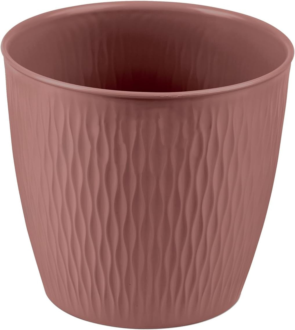 Sada 5 hnědých květináčů, průměr 16 cm - Pevné plastové květináče - Dekorativní květináč s možností odvodnění - Elegantní květináč pro vnitřní i venkovní použití