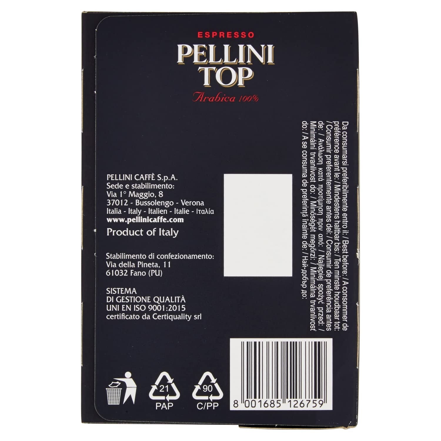 Espresso Pellini Top Arabica 100%, FAP Kapseln, balení 100 Kapsel