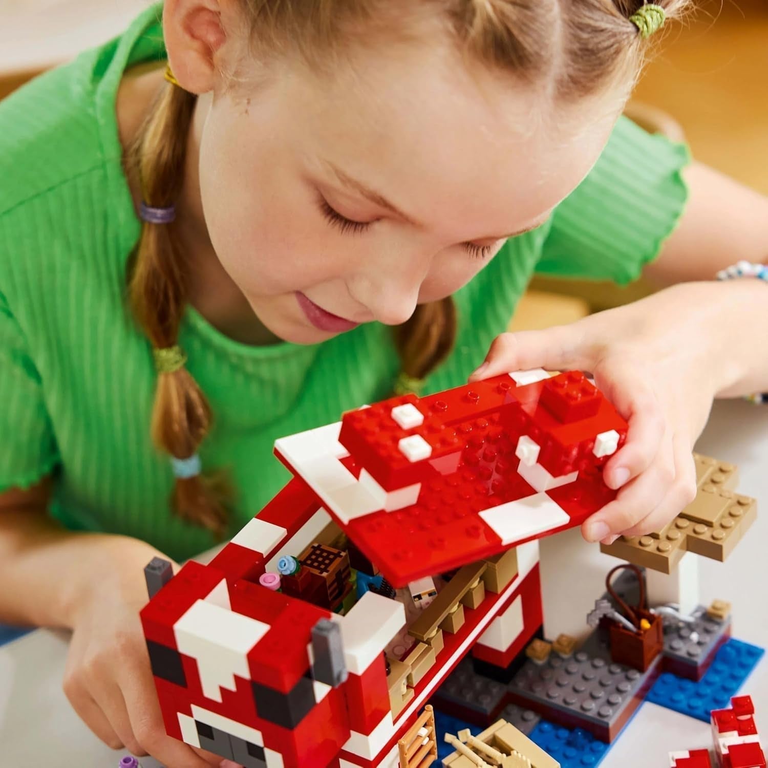 LEGO Minecraft The Mushroom Cow House Videohra Stavební hračka Model Mushroom Land s minifigurkami Steve a další postavy Hrací sada pro chlapce a dívky 8 let 21270 Stavebnice Beuche den LEGO-Store