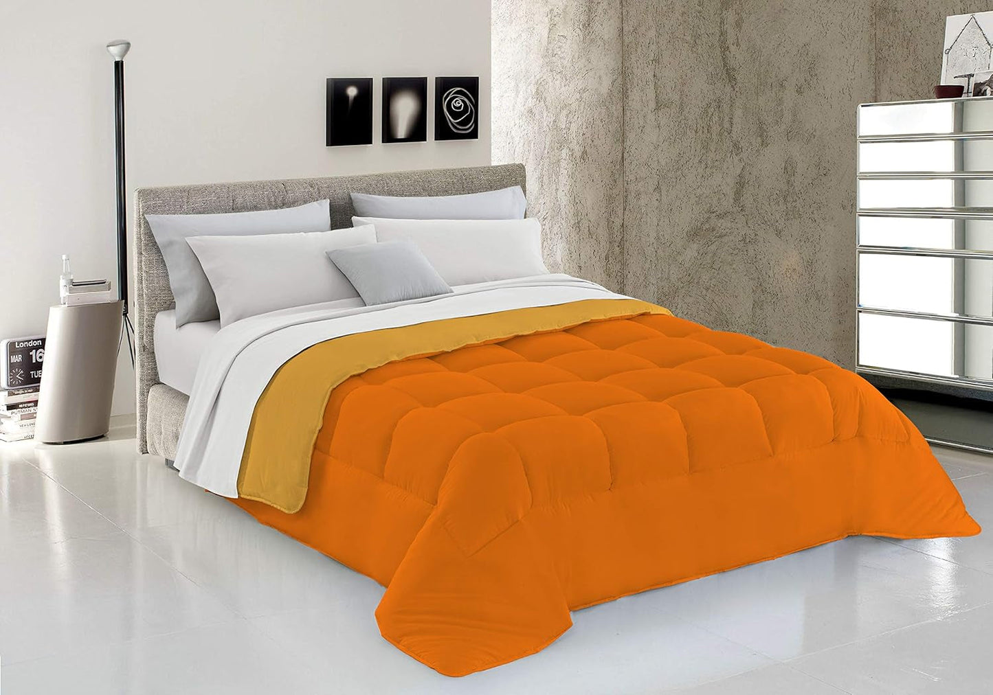 Italské ložní prádlo, zimní přikrývka, šedá/krémová, 250X200Cm Přikrývky a přikrývky Naty Shop Arancio/Giallo Pro 1 osobu