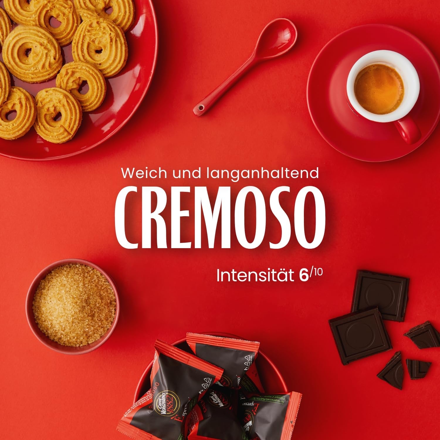 Caffè Vergnano 1882 - Èspresso kompostovatelné kaffeekapseln, kompatibilní s Nespresso, Cremoso (krémové) - Packung Enthält 100 Kapseln
