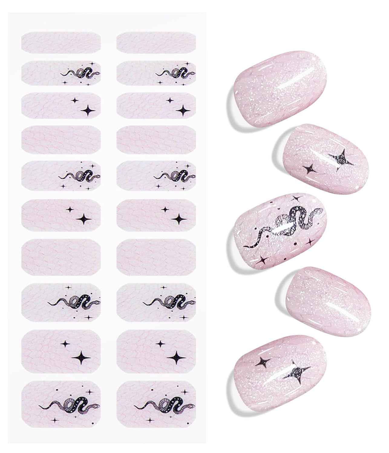 JMEOWIO Nagelfolie UV Härtend Schlange Stern UV gelové proužky na nehty Nálepka na nehty Nagelaufkleber Nail Art Dekoration Nageldesign Zubehör