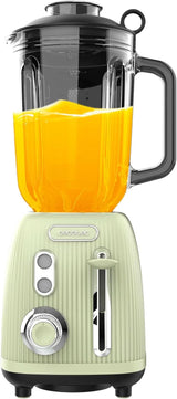 Stojanový mixér Cecotec Retro Power Black Titanium Retrogreen. 1200W Maximale Leistung, 2 Geschwindigkeiten, 4-Klingen-Messer Mit Schwarzer Titanbeschichtung Und 1,5L Krug, Vintage-Design v Grün Kitchen Naty Shop
