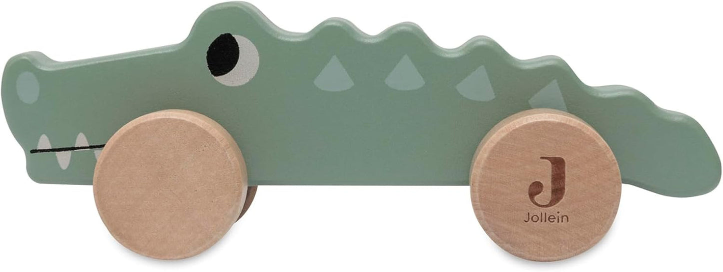Jollein 112-001-67090 Dřevěná hračka na kolečkách, zelená Baby Toys Naty Shop Croco