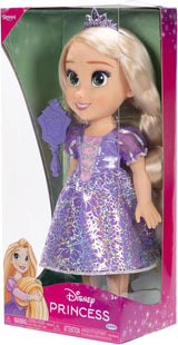 Panenka Disney Princess Rapunzel 35 cm, reflexní třpytivé oči, pohyblivé klouby, odnímatelné šaty, boty, korunka, dlouhé blond vlasy, pro dívky od 3 let