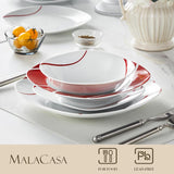 Sada nádobí MALACASA pro 6 kusů, sada porcelánového nádobí Felisa 24 kusů, moderní sada nádobí se 6 talíři, dezertními talíři, talíři a miskami Suma, ideální pro Vánoce a každodenní použití