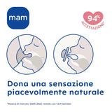 MAM dudlík 6+ měsíců (2 balení) MAM 6-16 měsíců svítící ve tmě s gumovou savičkou, 2 balení se sterilním držákem na dudlík, světle modrá/světle modrá