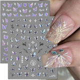 2 Blätter Schmetterling Nálepka na nehty Selbstklebend,Muschel Glitzer Nálepka na nehty Butterfly Lila Grau Schmetterlinge Nagelaufkleber Reliéf Laser Butterflies Nálepka na nehty Nageldesign Zubehör