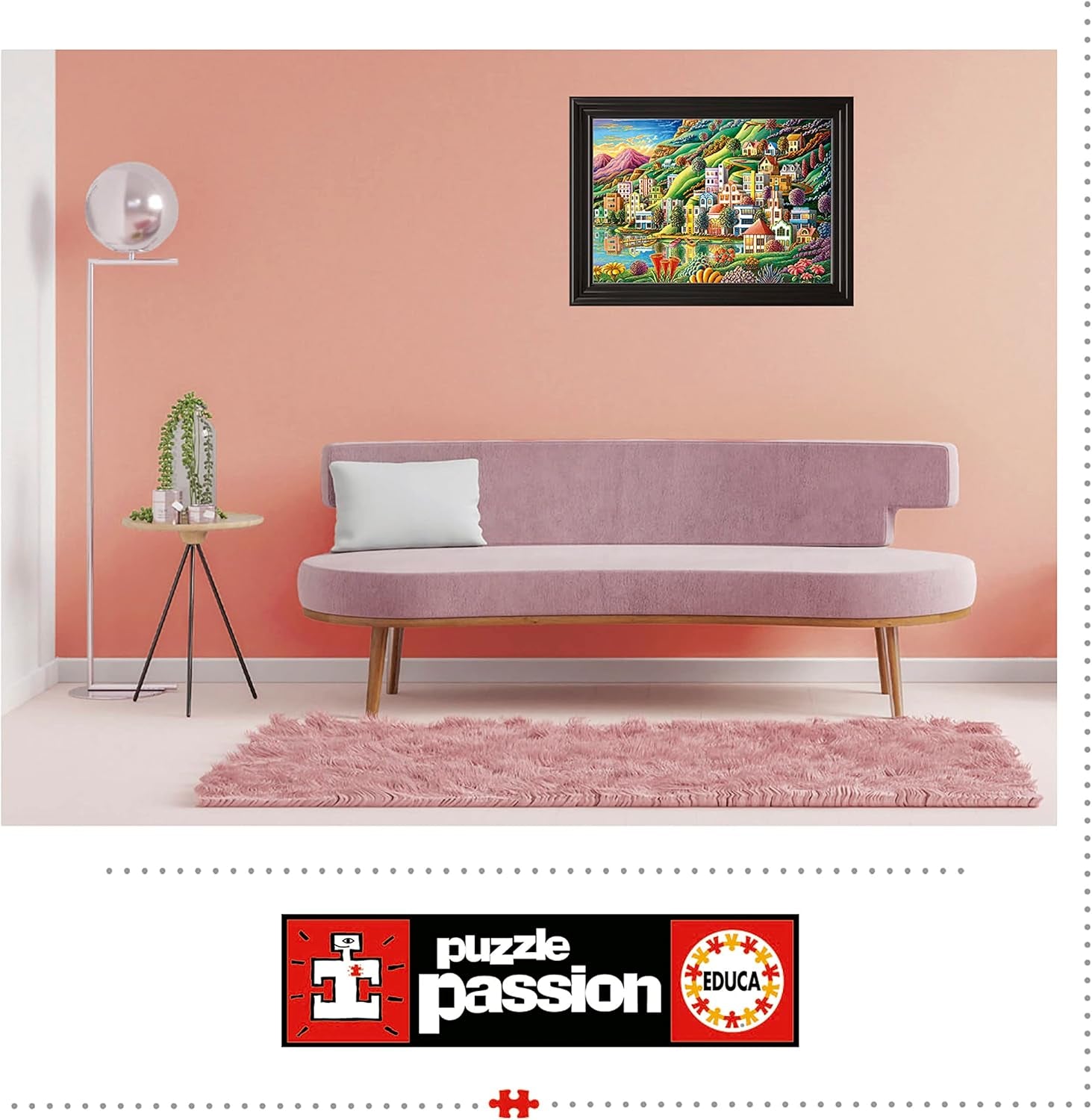 Educa - Puzzle 500 dílků pro dospělé | Barevná vesnice u jezera, puzzle 500 dílků pro dospělé a děti od 11 let, puzzle na šířku, ilustrace (19552) Puzzle Naty Shop