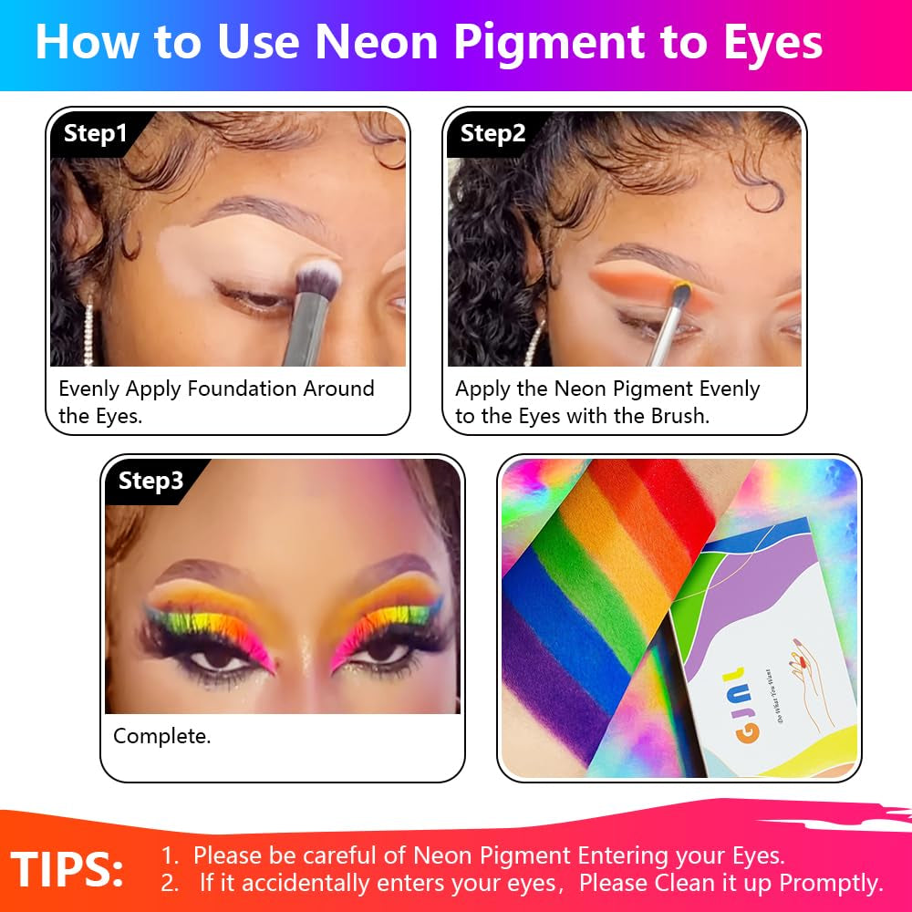 Neon Phosphor Pigment Pulver Für Nägel Lidschatten - 12 barev Neon Nagel Glitzer Augenpulver Maniküre Halloween Neon Make-up Dekoration Nail Art Staub Pigment