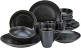 CreaTable, 22699, Industrial Gold BLACK Series, 16dílná sada nádobí pro 4, Porcelánová kombinovaná služba, Vhodné do myčky a mikrovlnné trouby, Kvalitní výroba