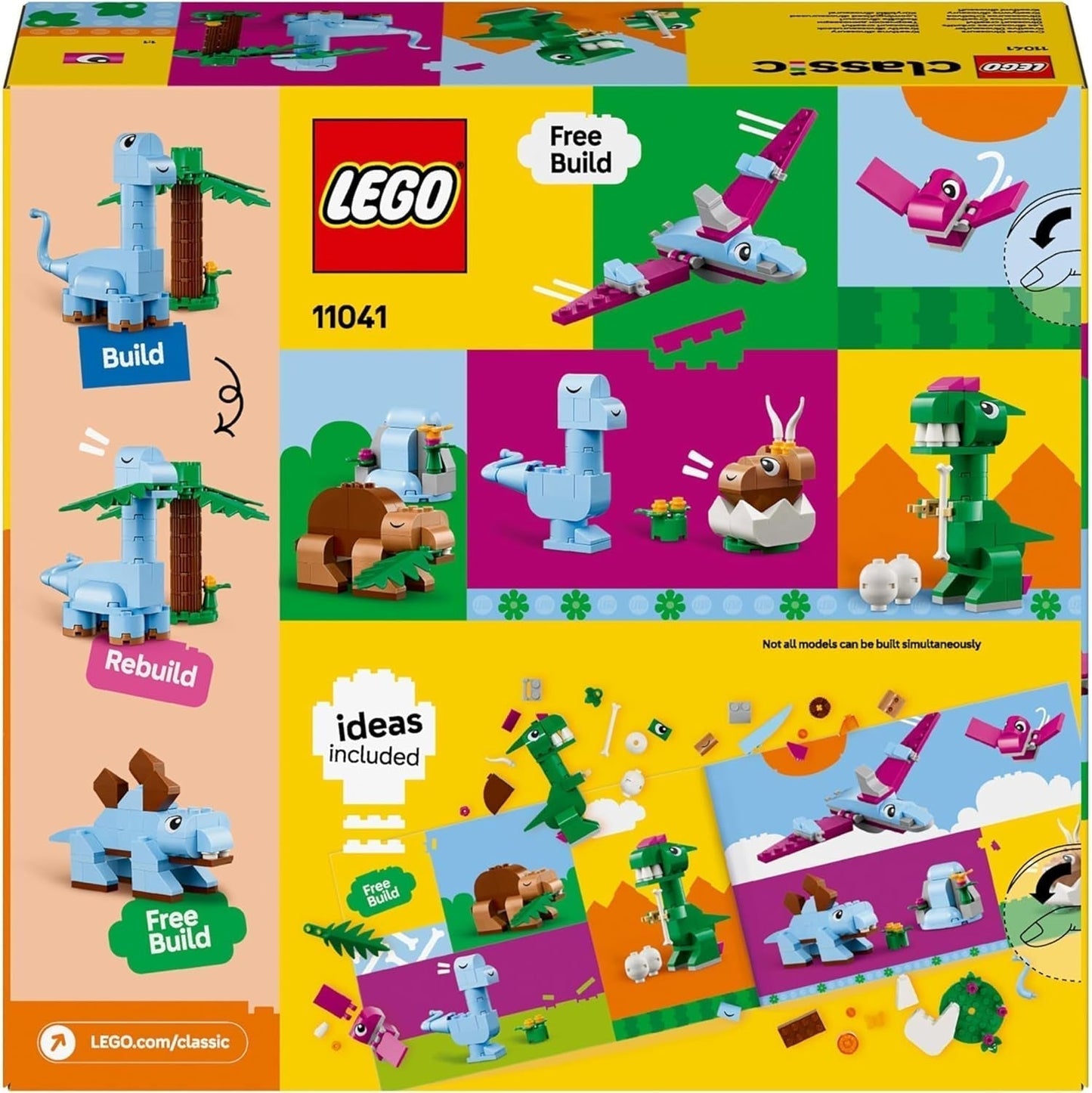Stavebnice LEGO Classic Kreativní dinosauři s modely zvířat a figurkami vyrobenými z cihel, nápaditý herní zážitek, dárek pro chlapce a dívky od 5 let, včetně T.Rexe a Triceratopse 11041 stavebnic Besuche den LEGO-Store