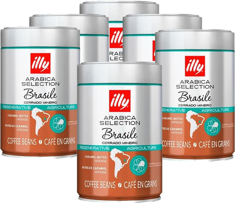 ILLY 6 krabic kávových zrn, každá po 250 gramech, Arabica Selection, Brazílie, certifikát Cerrado Mineiro, Regenagri