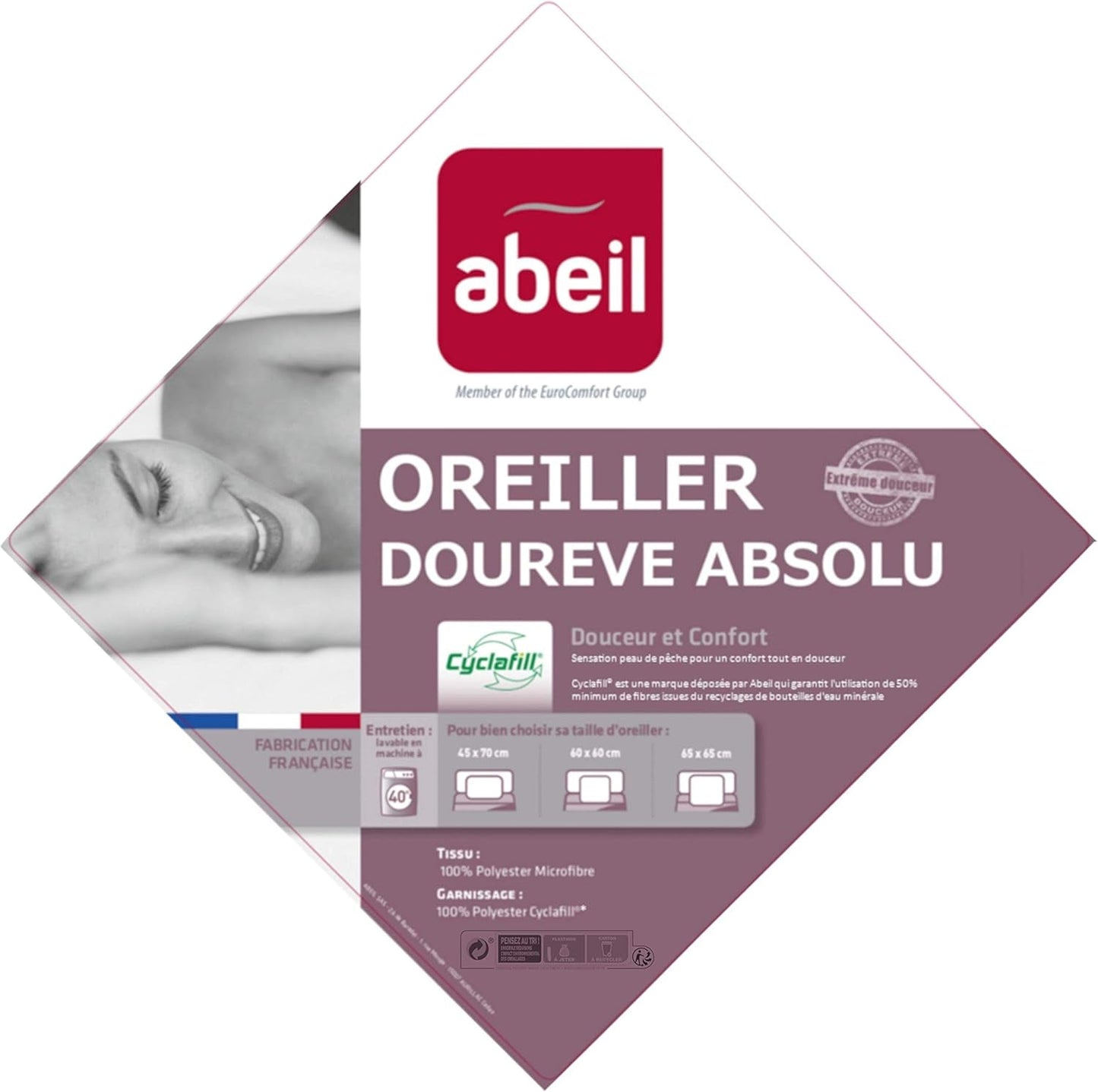 Polštář Abeil Dourêve, bílý, 45 X 70 Cm, 1 ks (1 ks) standardní polštáře Naty Shop