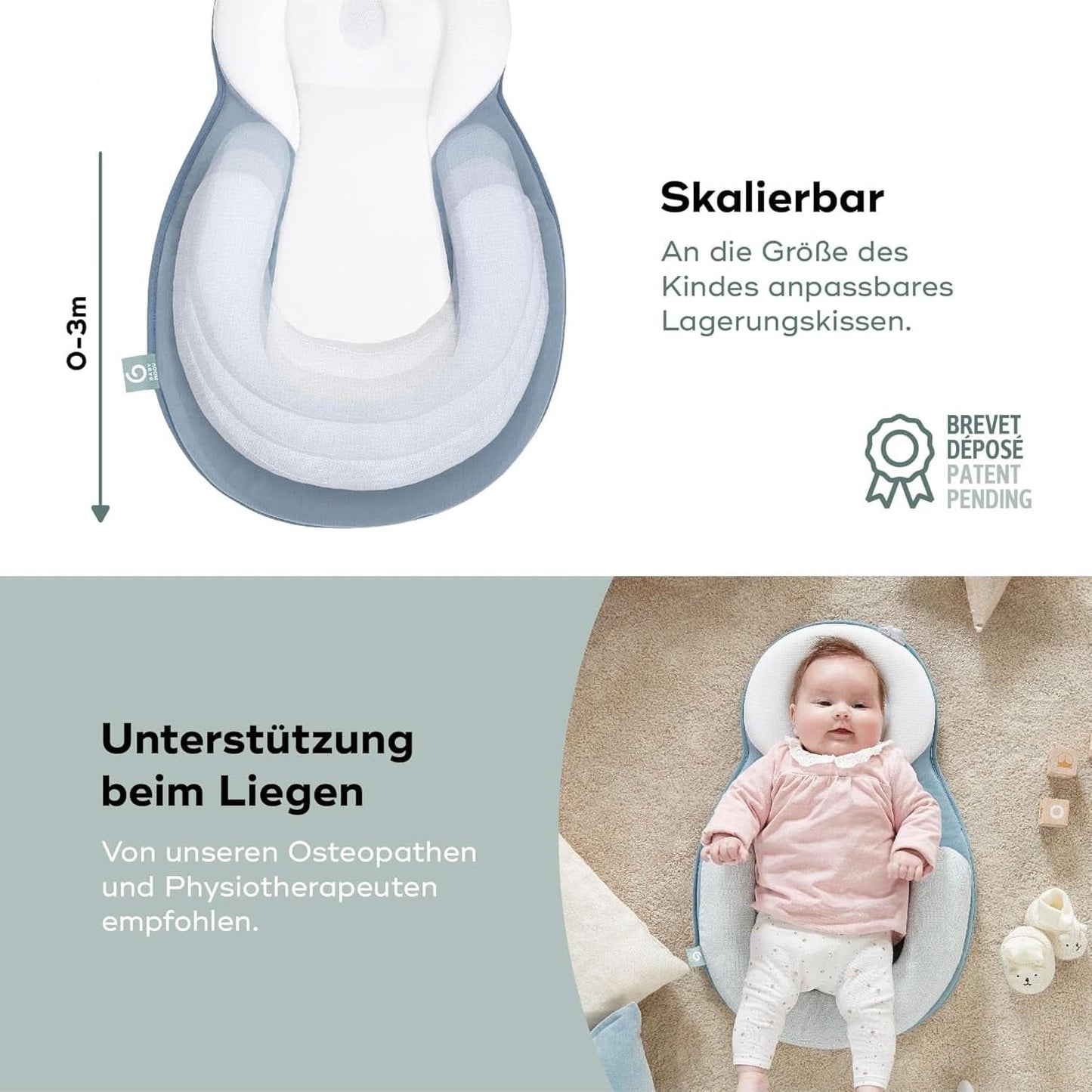 Babymoov Cosydream Mosaic polohovací polštář pro miminka k úlevě od koliky a prevenci plagiocefalie, 0-3 měsíce Příslušenství Jídlo a kojení Bebe Naty Shop