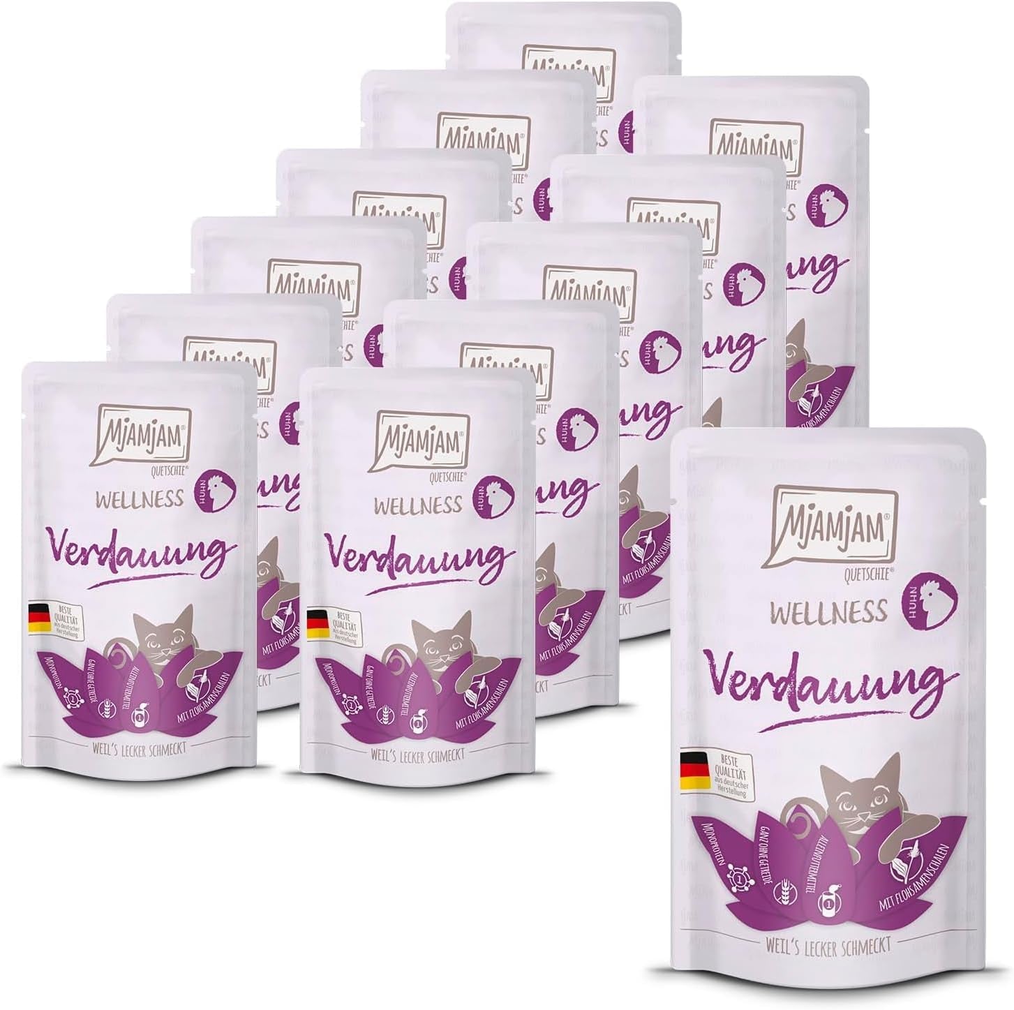 MjAMjAM - Prémiové mokré krmivo pro kočky - Wellness - Digestive - Kuře, balení 12 ks (12 x 125 g), bez obilovin