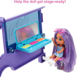 Barbie Extra mini mini panenka, extra mini mini panenka s extra třpytivým cestovním vozem, včetně make-up stanice a příslušenství, dárek pro děti, hračka pro děti od 3 let, HKF84