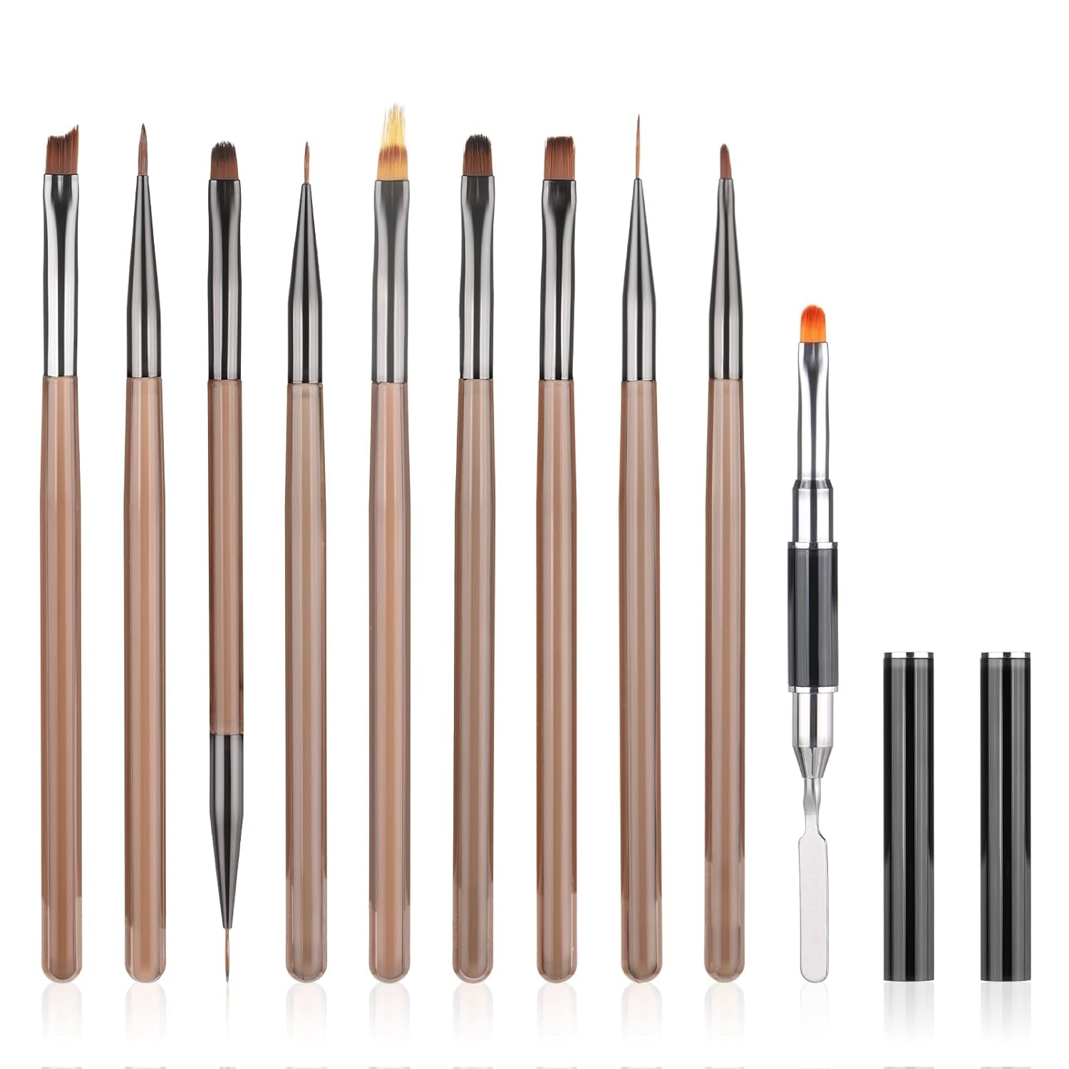 10 Stück Nailart Pinsel Set, štětce Braun Nail Art Pinsel Nageldesign Pinselfür Gelnägelfür Heimwerker Maniküre Salon Zuhause Set pinsel