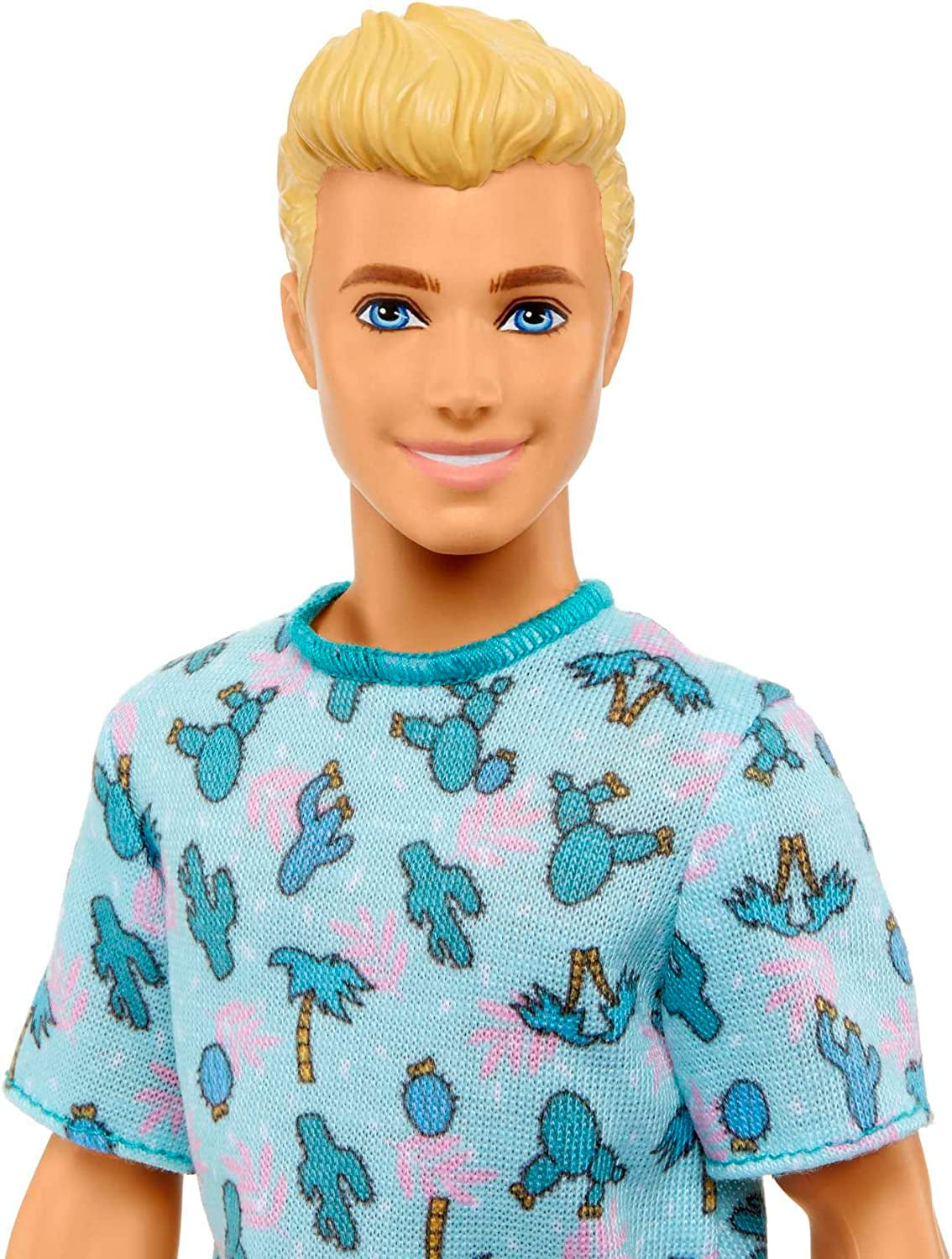 Panenka Barbie Ken Fashionistas - tričko s kaktusovým a palmovým potiskem, bílé šortky a tenisky, ideální na dobrodružství s přáteli a procházky po městě, pro děti od 3 let, panenky HJT10 Naty Shop